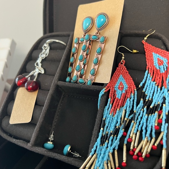 New Crazy Horse Leather & Cowhide Small Jewelry Box Rustic Gift😍 With Jewelry - Picture 4 of 14